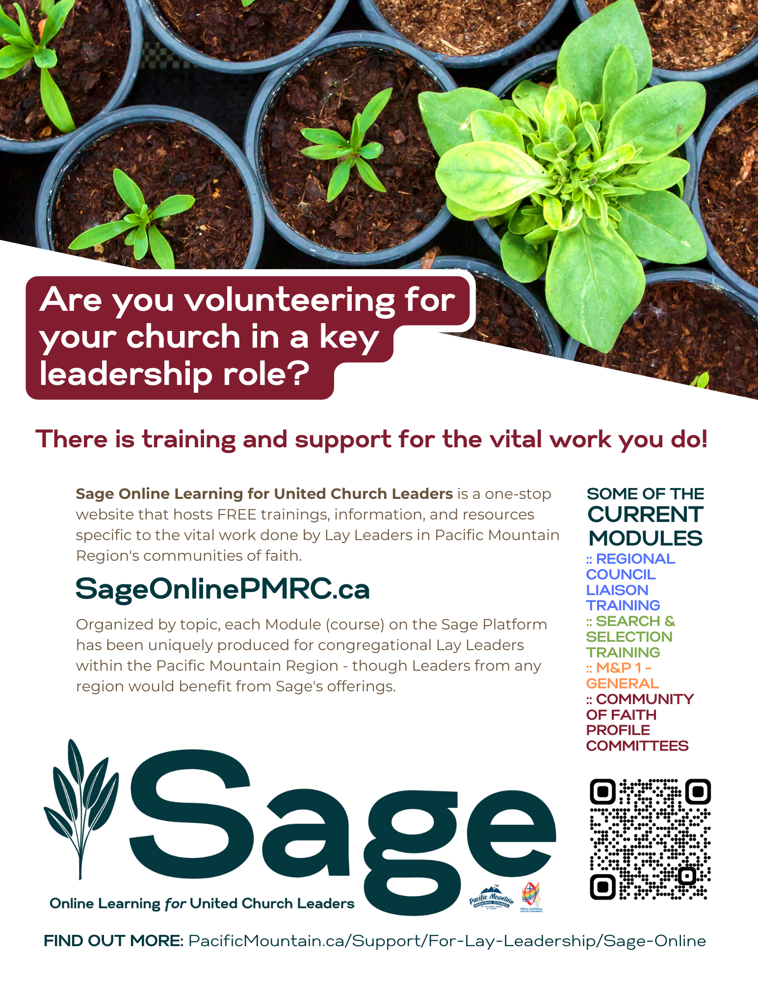 Letter-size Flyer for Sage Online Learning Platform. Please Print and Post in Your Church.