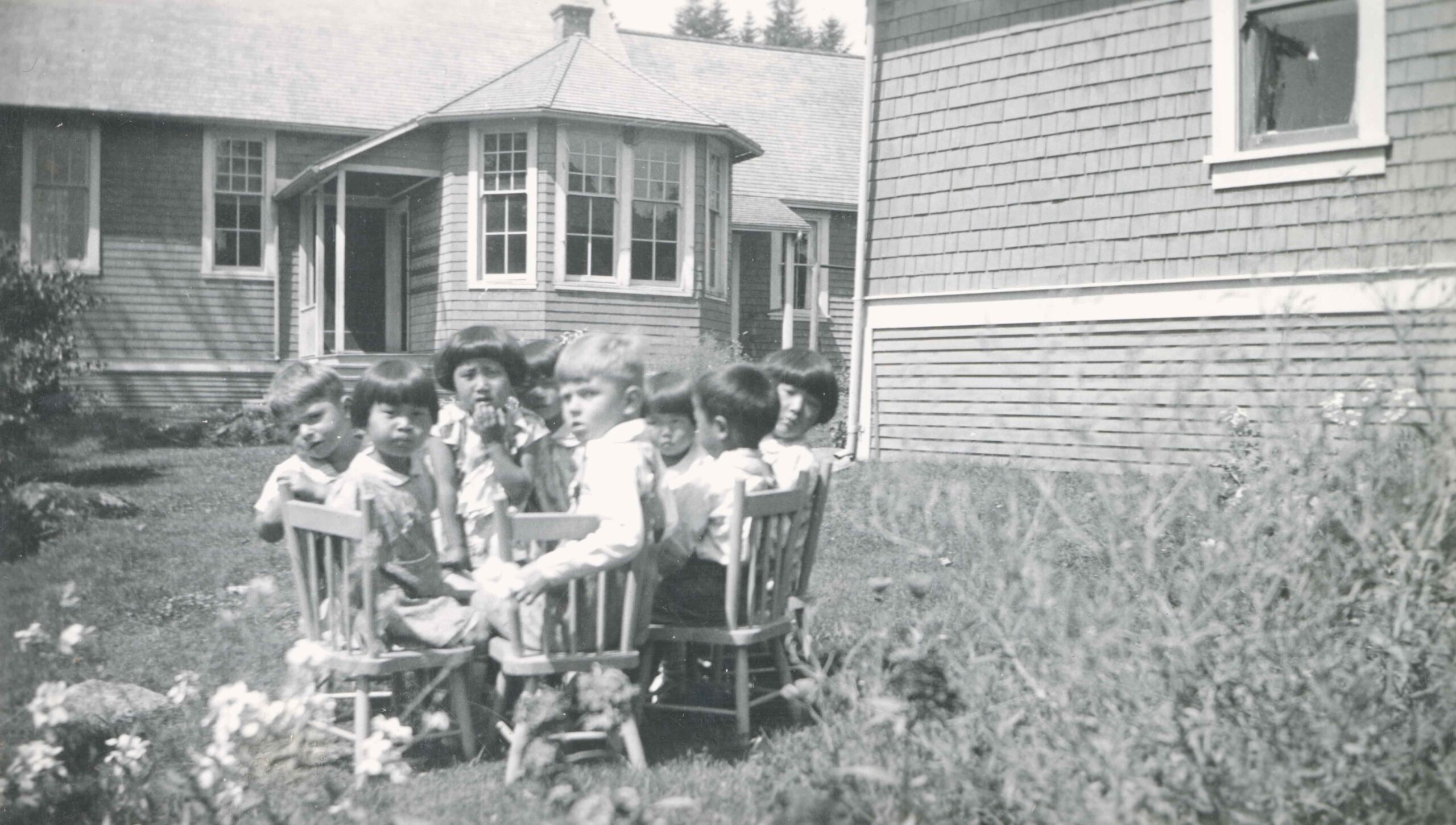 Japanese Canadian and White children together in the Whonnock kindergarten class.<br><br><i>     
PMRC Archives Reference collection, item BCCA 2-233</i>